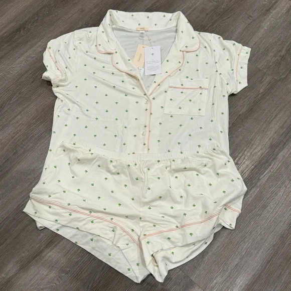 Eberjey Gisele Printed Modal Shortie Short Palm Bellini Pajamas PJ Set - Picture 2 of 9